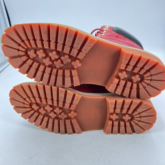 Sycamore Style Construct Obsidian Men Size 12 Red Embossed Leather Lug Boot - Picture 10 of 16